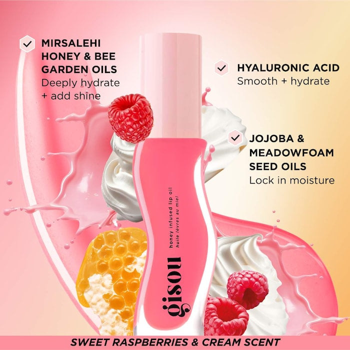 Gisou
Honey Infused Hydrating Lip Oil| RASPBERRY SWIRL
